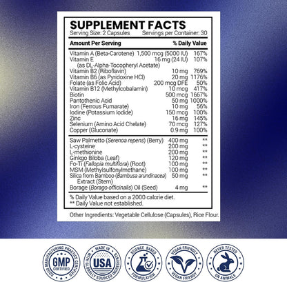 Research Verified Hair Growth Support - Biotin, DHT Blockers & Vitamins - 360 Capsules (6-Month Supply)