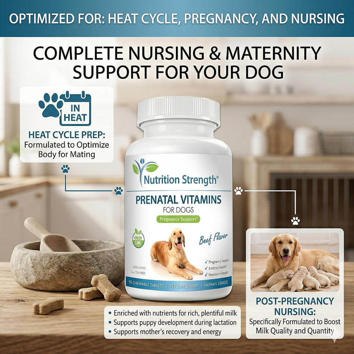 Prenatal Vitamins for Dogs – 90 Chewable Tablets | Nutrition Strength - görsel 5