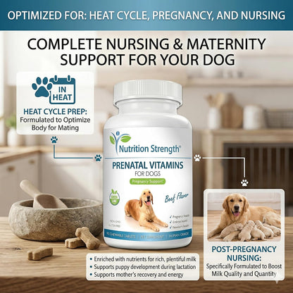 Prenatal Vitamins for Dogs – 90 Chewable Tablets | Nutrition Strength