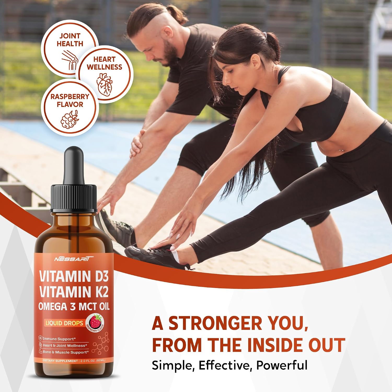 Vitamin D3 10,000 IU & K2 150mcg Liquid Drops with Omega-3 MCT Oil – Immune Support, Heart & Joint Health, Bone & Muscle Support – Raspberry Flavour – 60ml - görsel 6