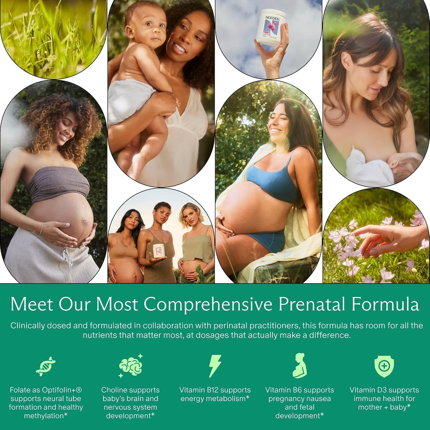 Needed. Prenatal Multi Pro | Multivitamin with Choline Capsules for Prenatal, Pregnancy, Breastfeeding, Postpartum | 30-Day Supply - görsel 4