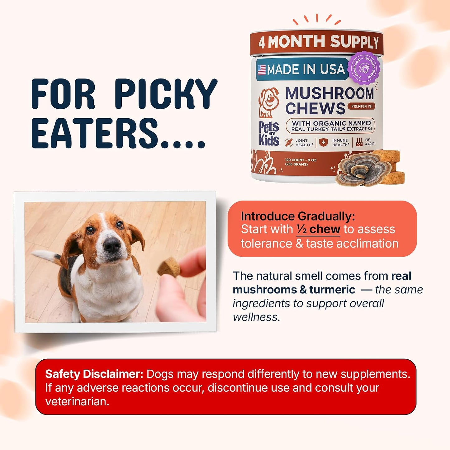 Turkey Tail Mushroom Chews for Dogs with Organic Real Turkey Tail™ – 8:1 Extract Blend (120 Chews) - görsel 4