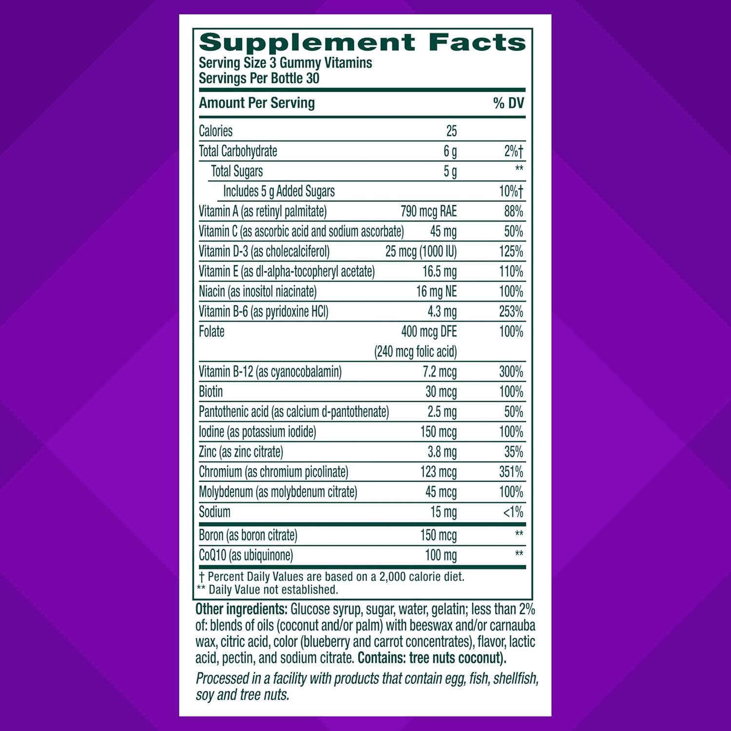 Vitafusion Power+ Men's Multivitamin with CoQ10, Blueberry Pomegranate, 90 Gummies - görsel 3