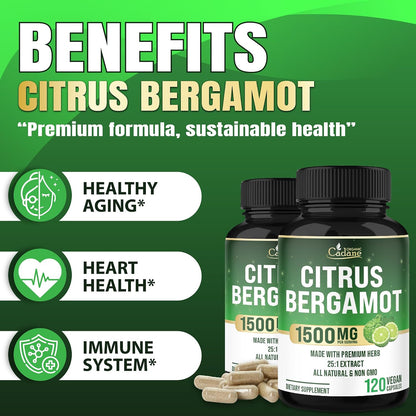 Cadane Citrus Bergamot Supplement | Heart & Immune System | Vegan, Non-GM – 120 Capsules – 40-Day Supply – Image 4