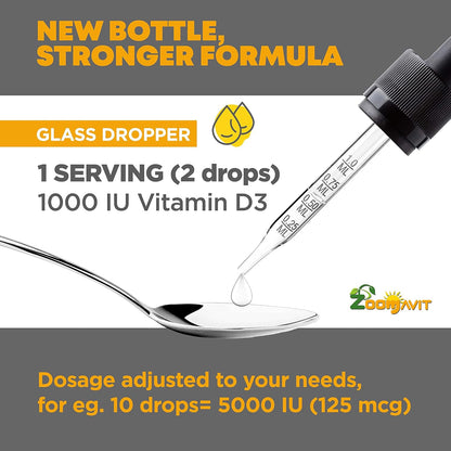 Zoomavit Vitamin D Drops – 1000 IU Liquid Vitamin D3 for Infants, Toddlers, Children & Adults, 59 ml