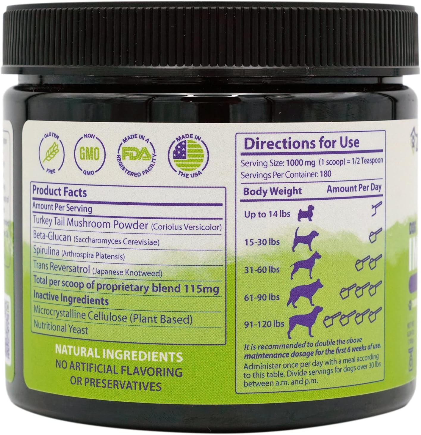 Zenapet Dog Immune Support Premium Powder Topper - Turkey Tail, Spirulina & Beta-Glucan - Supports Immune System & Digestion - Human-Grade - Made in the USA - görsel 2