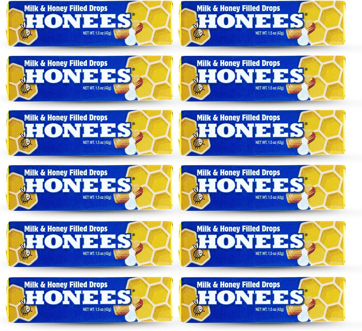 Honees Filled Menthol Cough Drops - Honey, Menthol & Eucalyptus - Natural Sore Throat Relief (6 Pack, 54 Drops) - görsel 9