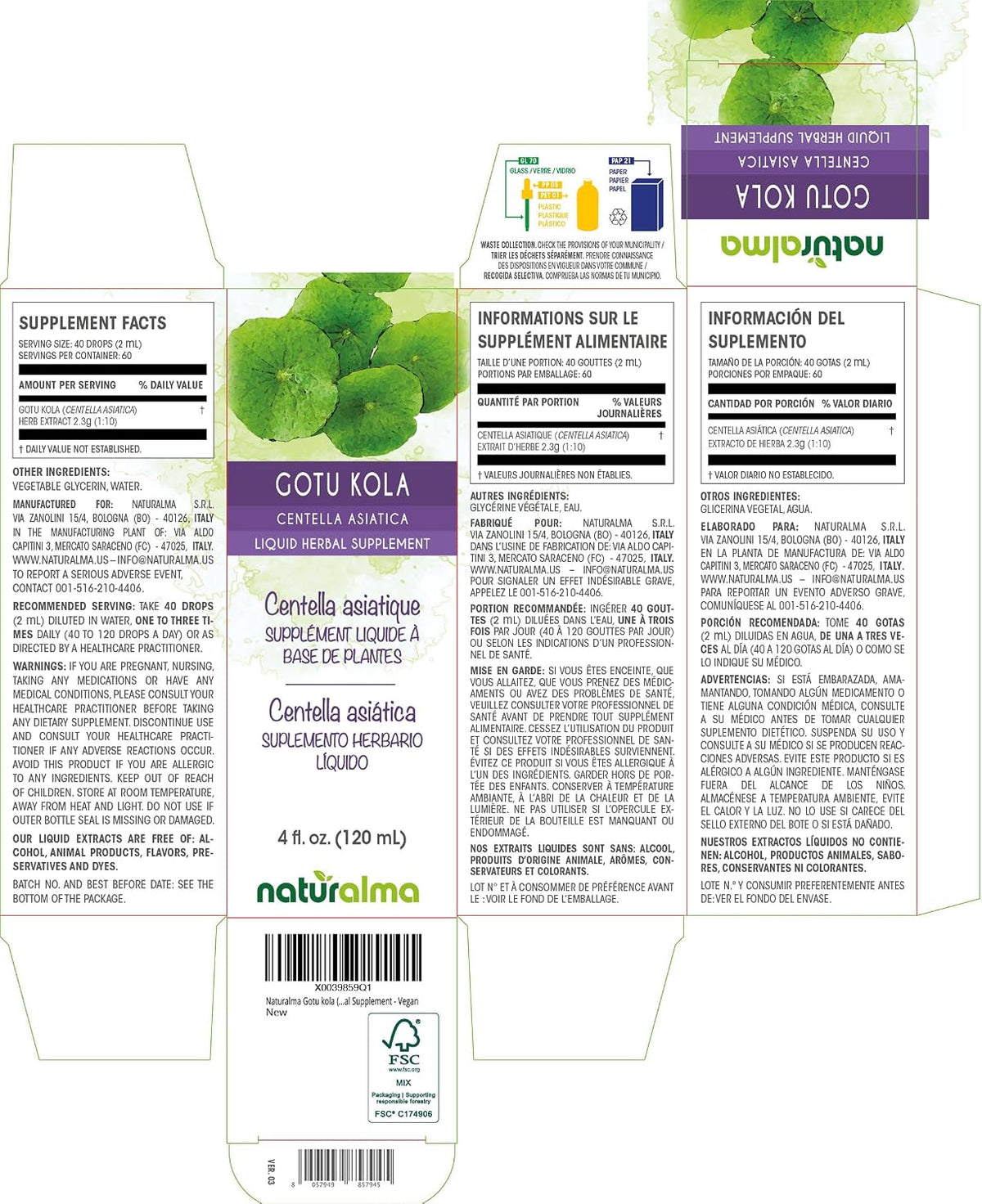 Naturalma Gotu Kola (Centella asiatica) Alcohol-Free Tincture – 118 ml Liquid Extract - görsel 2