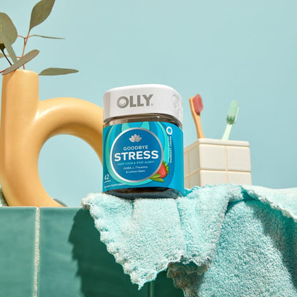 OLLY Goodbye Stress Gummies, GABA and L-Theanine Stress Support Supplement, Berry - 42 Count