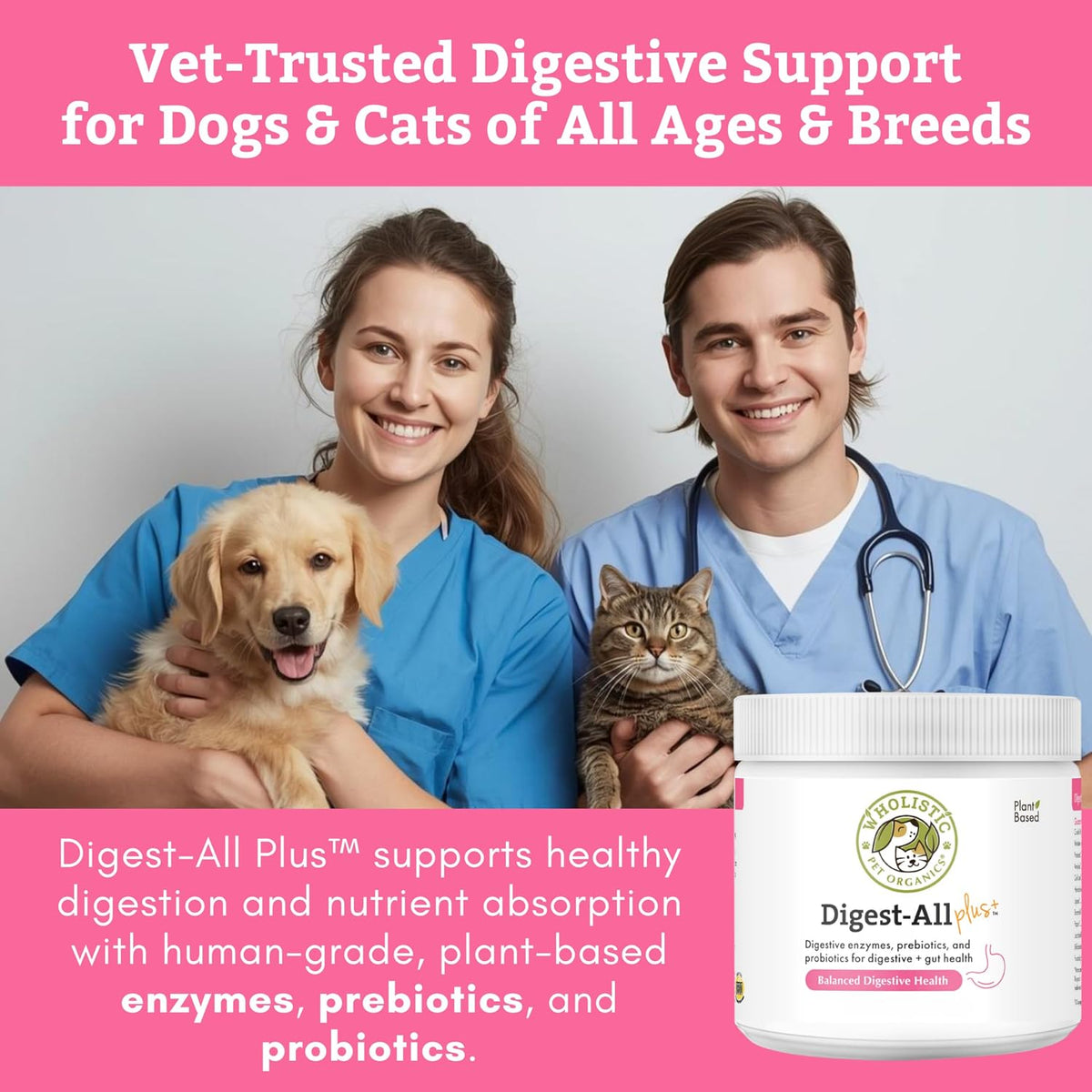 Wholistic Pet Organics Daily Probiotic for Dogs & Cats - Digestive Enzymes & Prebiotic Fibre - 8 oz Powder – Image 2