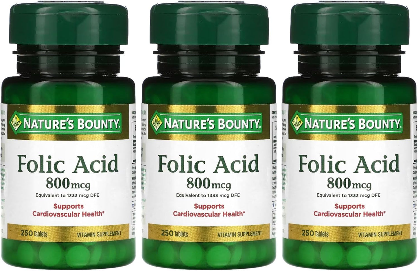 Folic Acid 800 mcg Tablets Maximum Strength, 4 Bottles (250 Count Each) - görsel 3