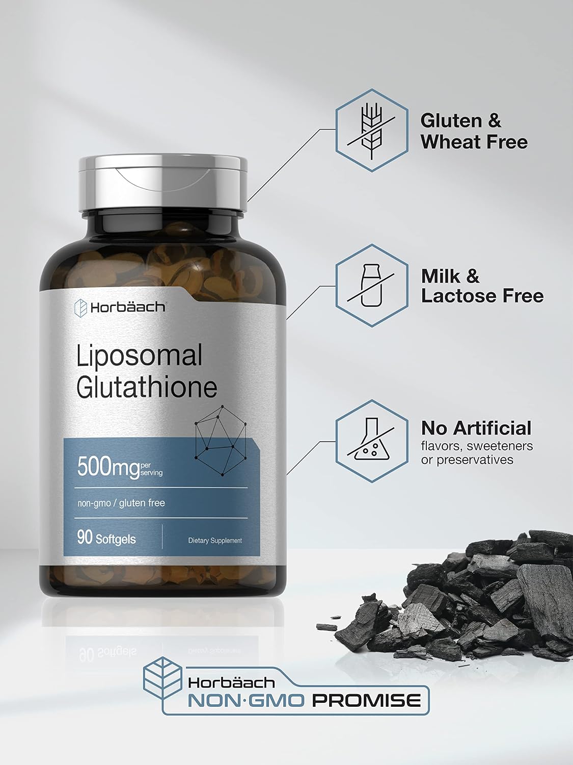 Horbäach Liposomal Glutathione 500mg | 90 Softgels | Reduced Form | Non-GM & Gluten-free Supplement - görsel 4