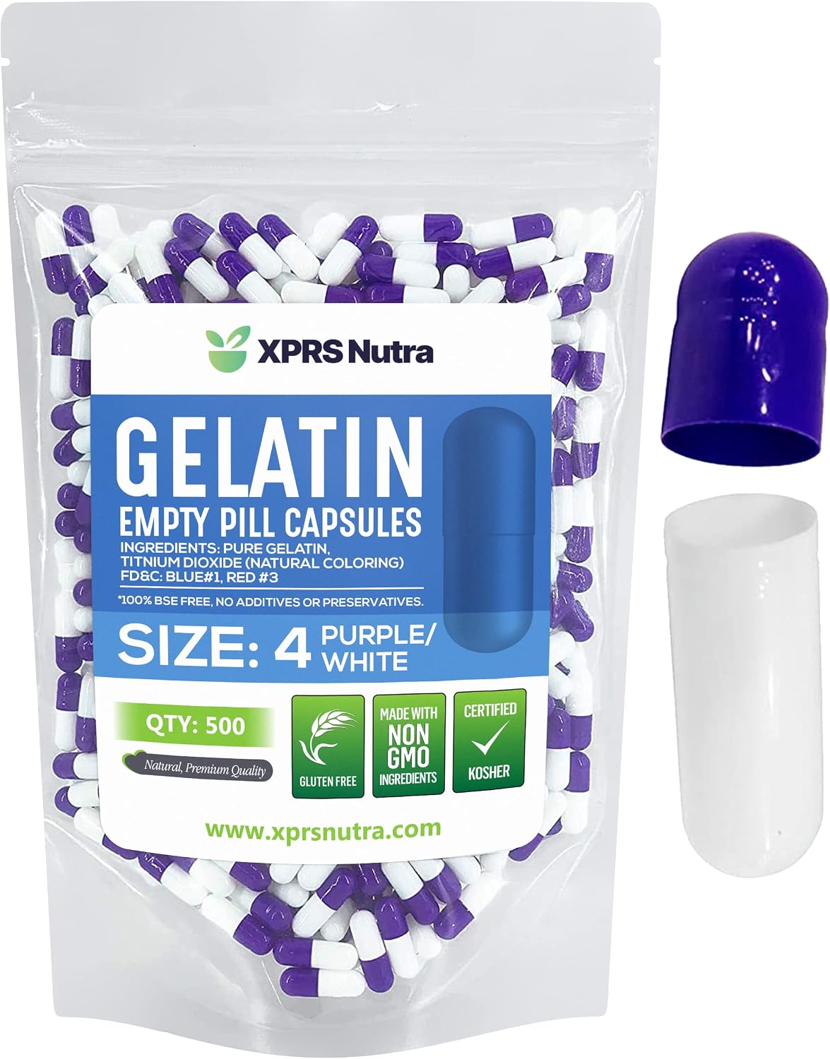 XPRS Nutra Size 4 Empty Gelatine Capsules - 100 Count (White) - görsel 10