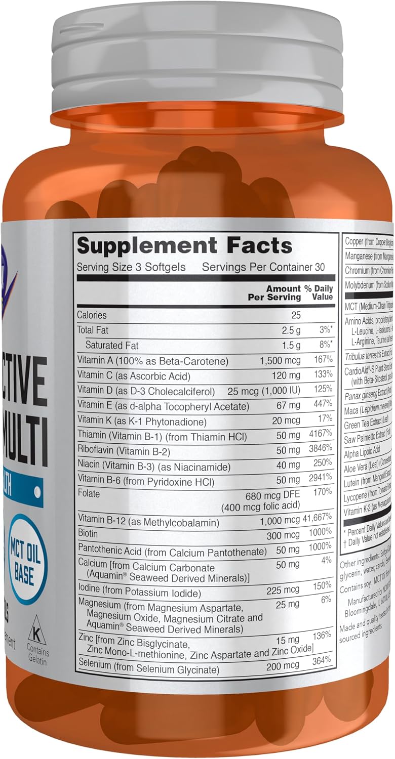 NOW Foods Men's Extreme Sports Multi with Free-Form Amino Acids, ZMA, Tribulus, MCT Oil & Herbal Extracts, 90 Softgels - görsel 4