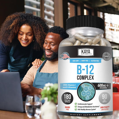 Kaya Naturals B-12 Complex – Multivitamin Food Supplement with Biotin, Choline, Inositol, Folate, and Vitamin C – 180 Tablets