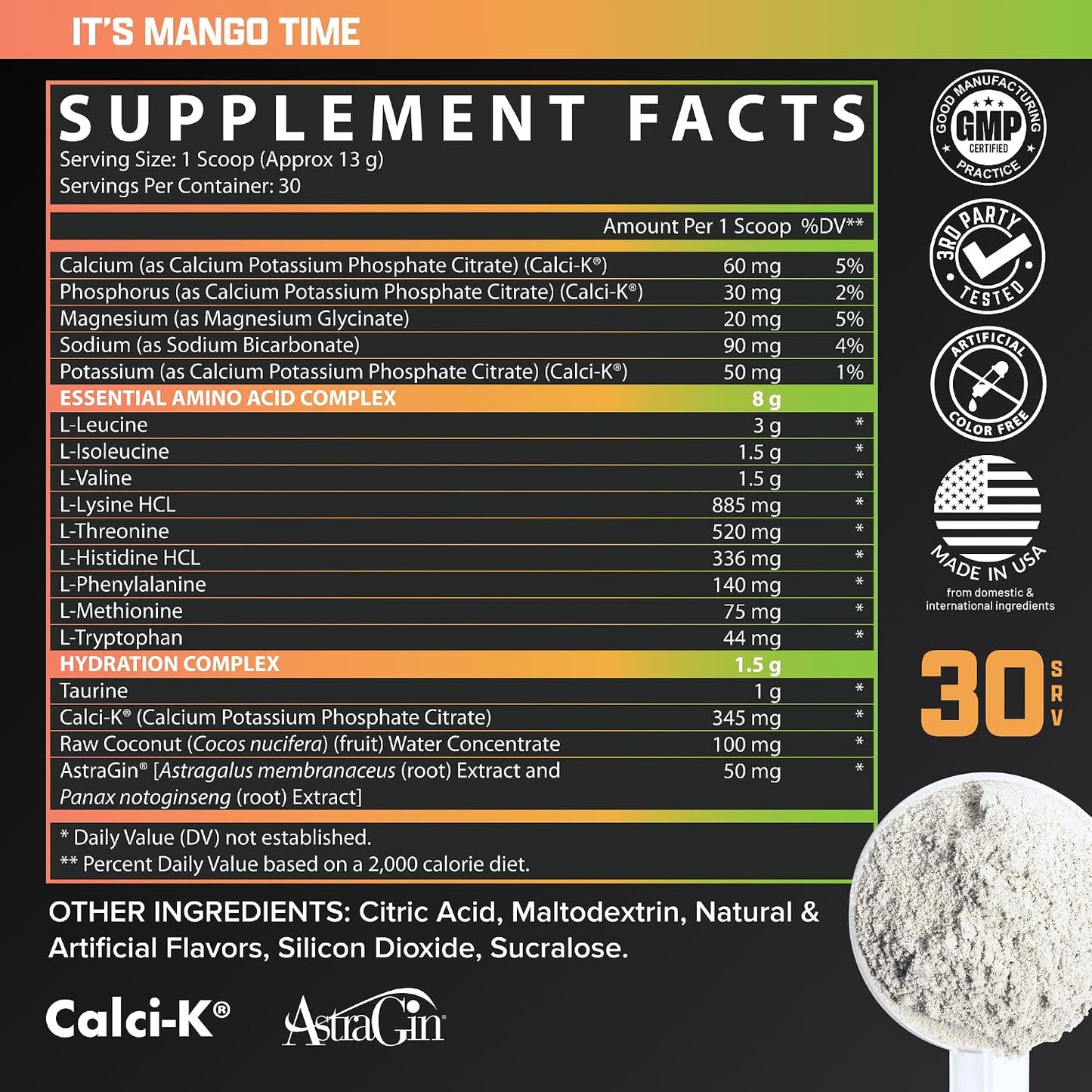 Nutrex Research EAA Hydration - 8g EAAs + BCAAs with Electrolytes, Mango, 30 Servings - görsel 7