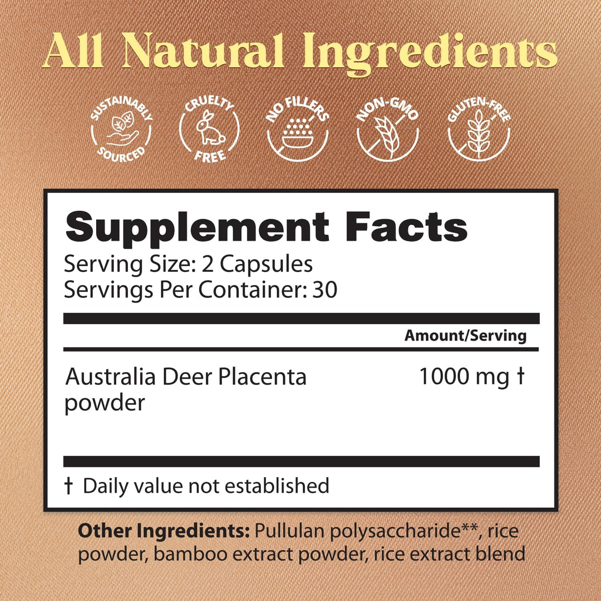 Dragon Herbs Deer Placenta Capsules - 500mg, 60 Capsules - görsel 3
