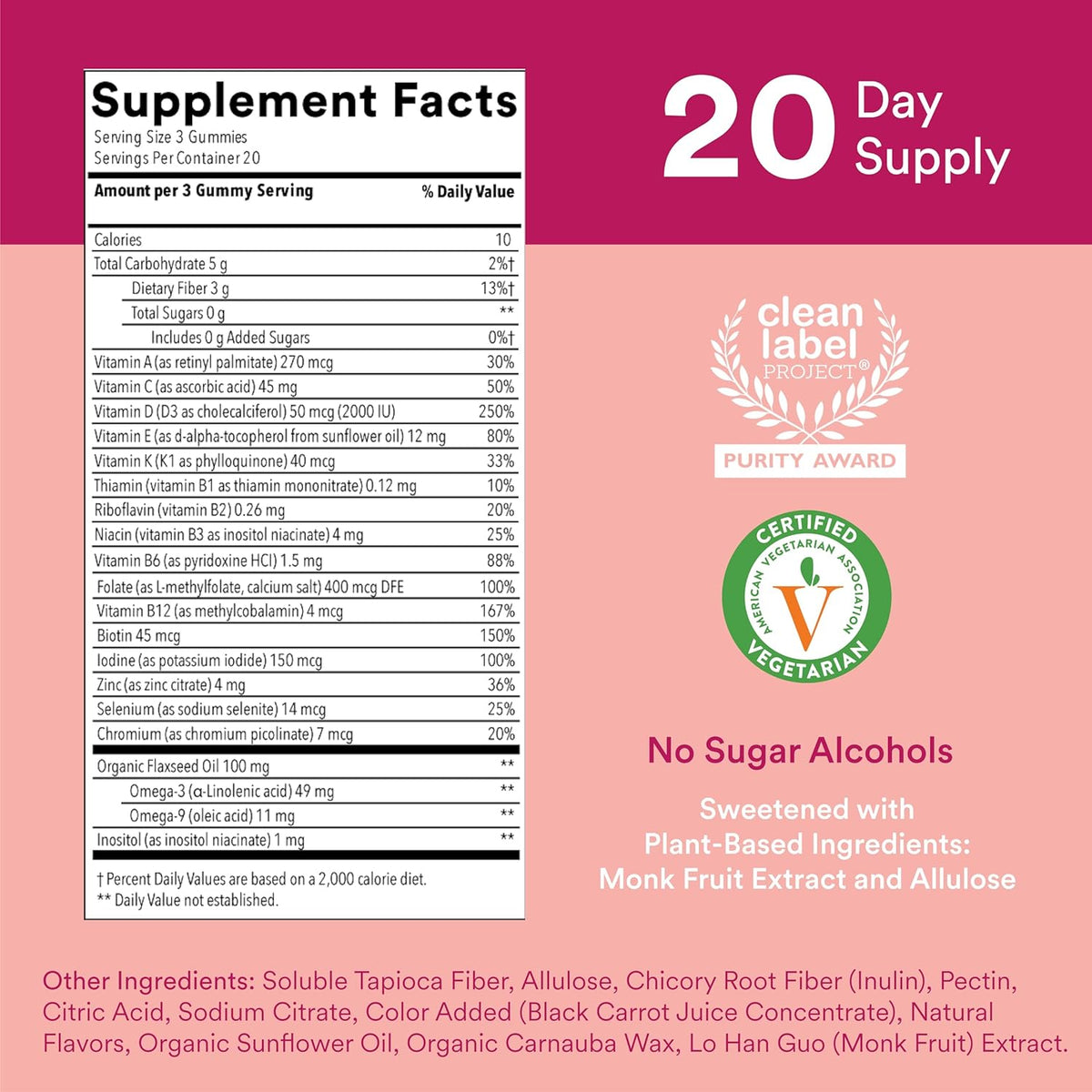 SmartyPants Women's Sugar-Free Multivitamin Gummies with Omega-3, 60 Gummies - görsel 2