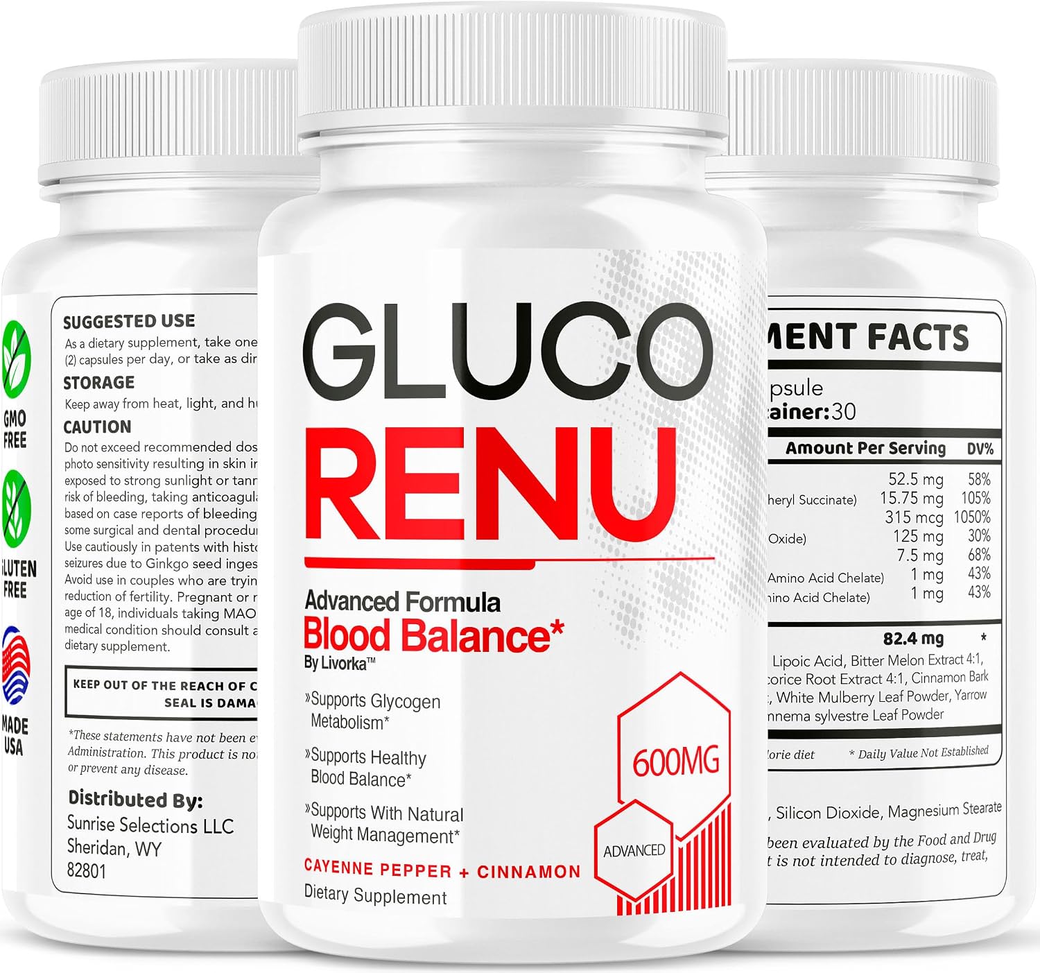 Gluco Renu Capsules - Natural Blood Health Support, Vegan & Non-GMO, 30 Capsules - görsel 8
