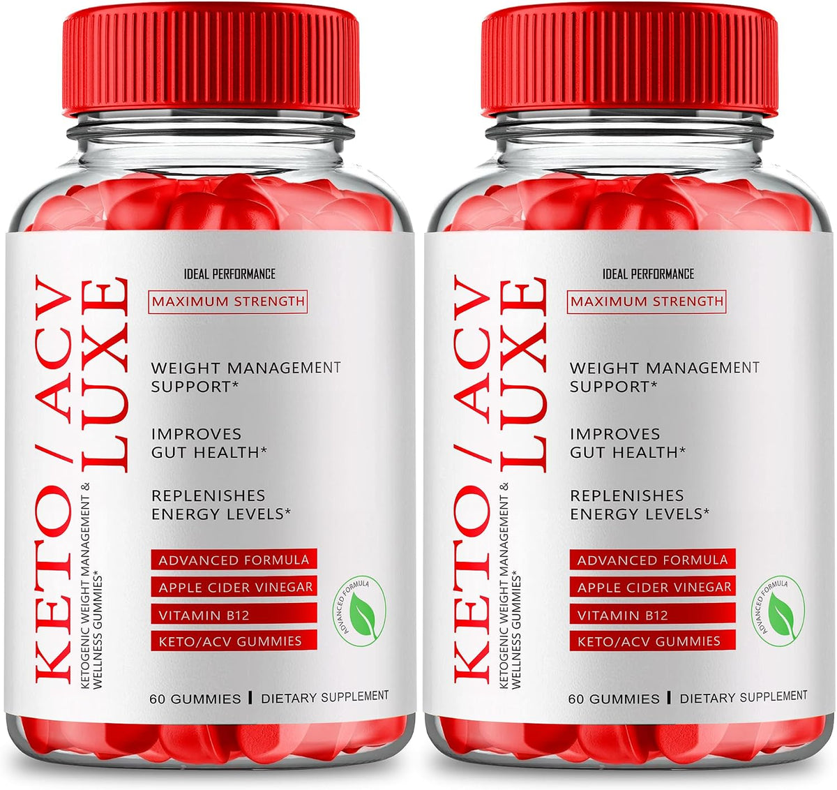 Keto Luxe + Gummies – ACV Keto Supplement with Vitamin B12 (2 Pack) - görsel 1