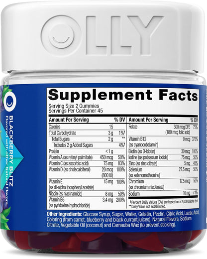 OLLY Men's Multivitamin Gummy – Blackberry Flavour, 90 Gummies (45-Day Supply)