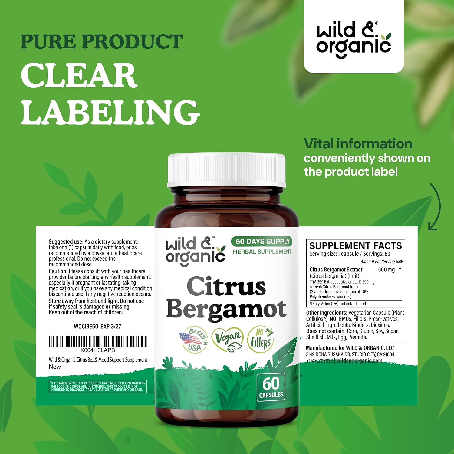 Wild & Organic Citrus Bergamot Capsules - Antioxidant & Overall Wellness Support - 60 Capsules - görsel 10