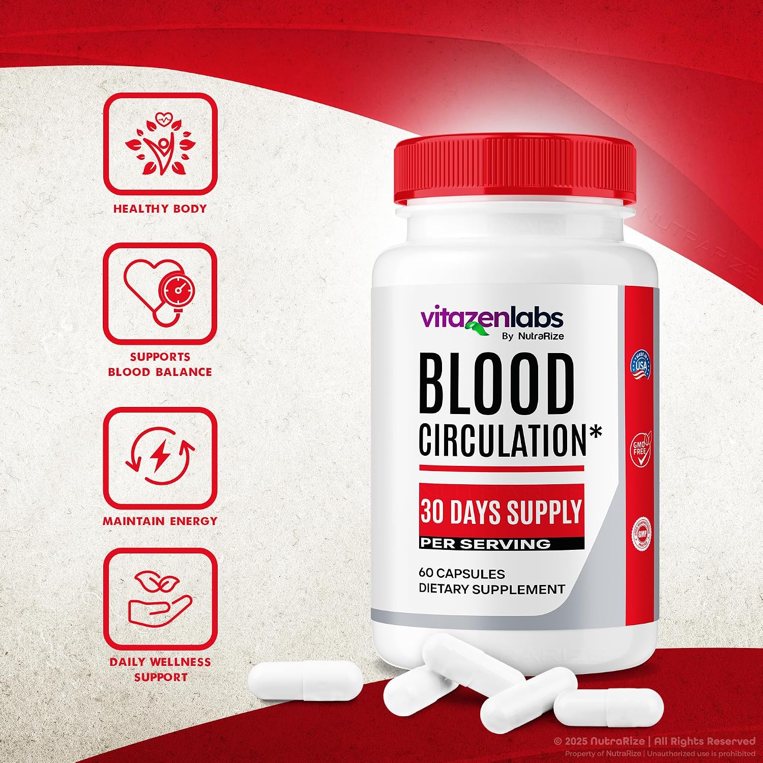 Vitazenlabs Blood Support Plus, Maximum Strength All-Natural Formula, 120 Capsules (Pack of 2) - görsel 5