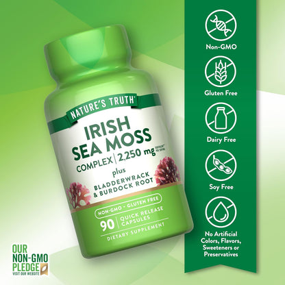 Nature's Truth Irish Sea Moss Capsules | 90 Count | Complex Formula with Bladderwrack & Burdock Root