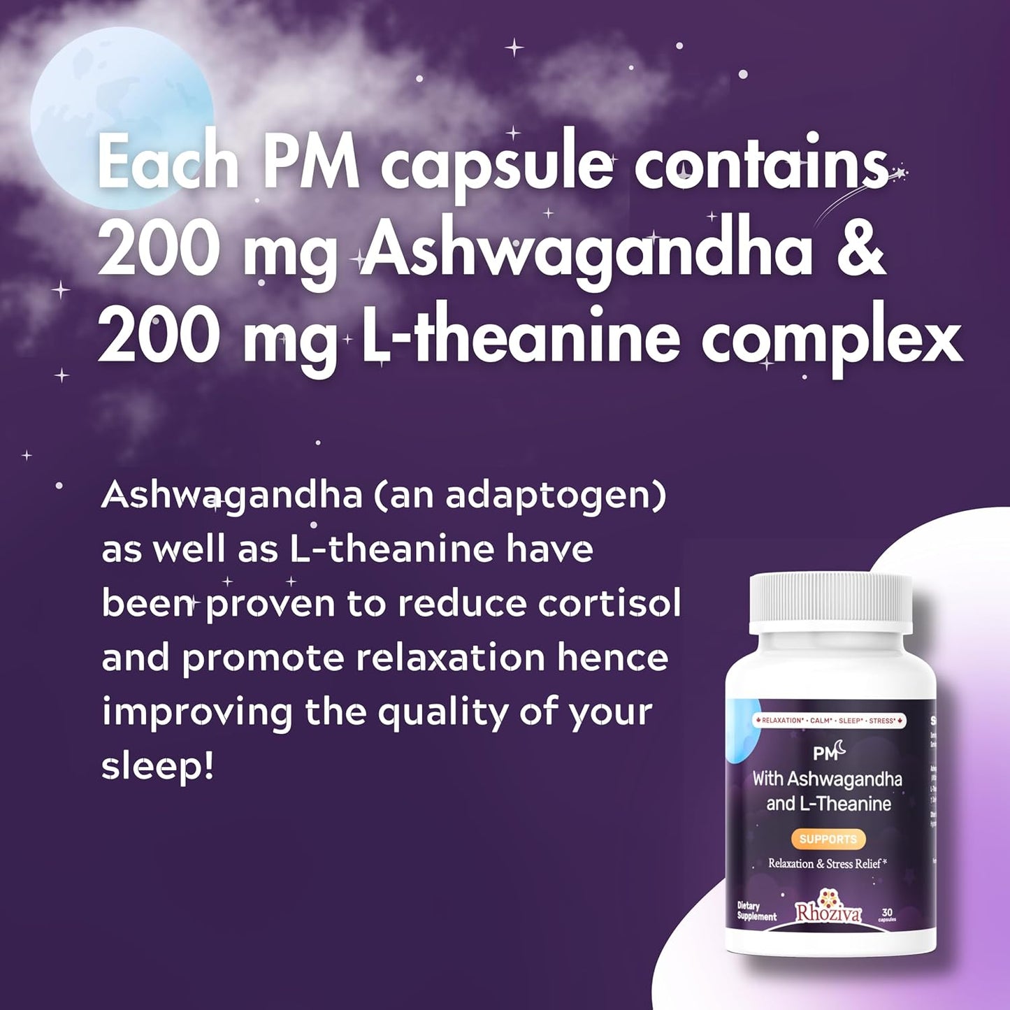 Rhoziva AM PM Multivitamin – Cortisol Support with L-Theanine, Ashwagandha, Rhodiola Rosea – Day and Night Nootropic Supplement - görsel 4