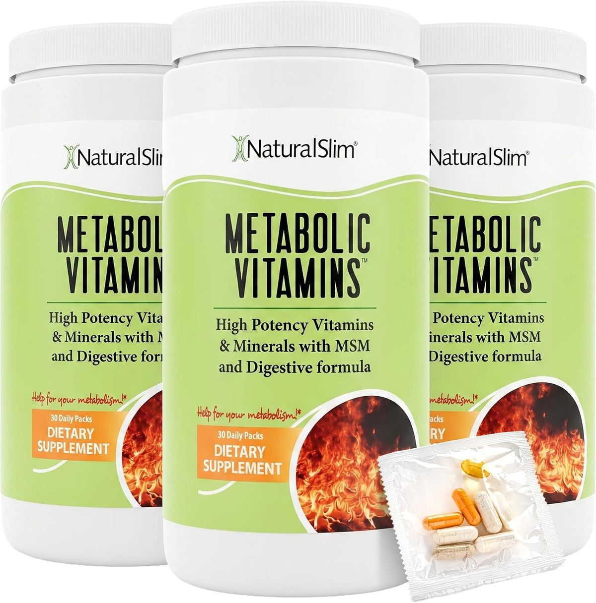 NaturalSlim Metabolic Vitamins: Multivitamin for Women and Men with B-Complex and Digestive Enzymes (3 Pack) - görsel 1