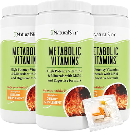 NaturalSlim Metabolic Vitamins: Multivitamin for Women and Men with B-Complex and Digestive Enzymes (3 Pack)