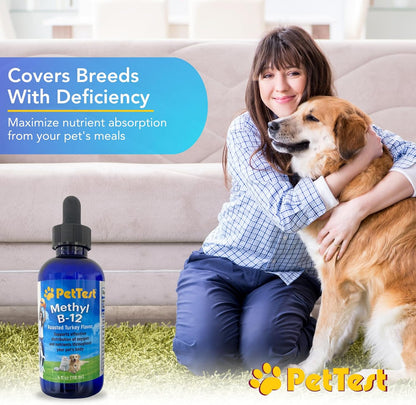 PetTest Methyl B12 Vitamin Liquid Drops for Dogs and Cats - 118 ml (5000 mcg Methylcobalamin)