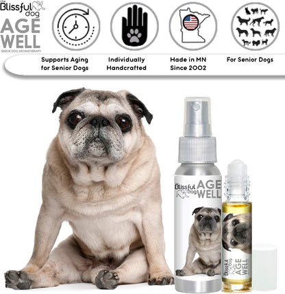 The Blissful Dog Pug Age Well Dog Aromatherapy Roll-On Bottle for Your Dog's Peaceful Ageing