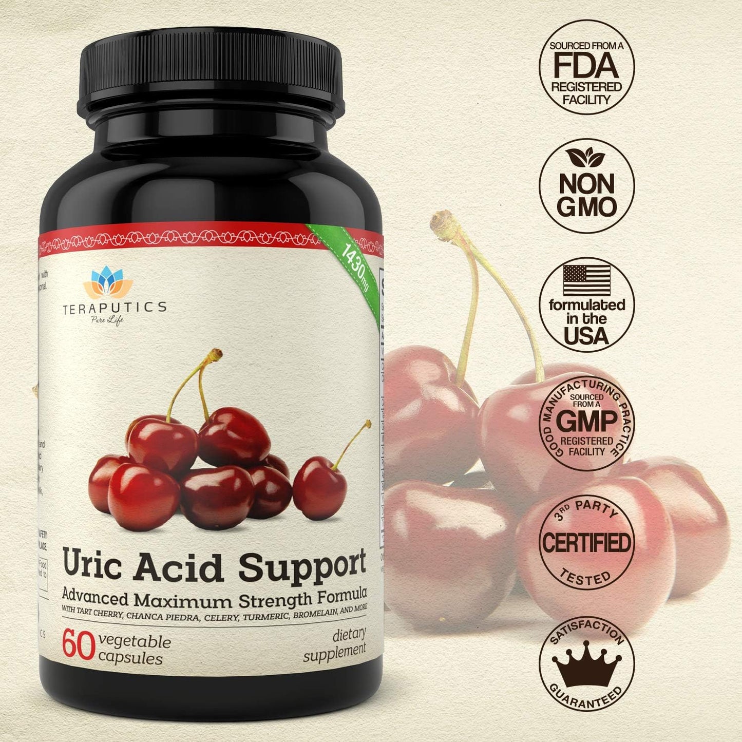 Uric Acid Support Formula | Advanced Uric Acid Cleanse & Kidney Support Supplement - Includes Tart Cherry Concentrate, Celery Seed Extract + 12 More High Potency Ingredients, 60 Vegetable Capsules - görsel 3