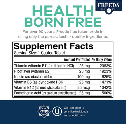 Freeda Super B Complex Without Folic Acid or PABA - 100 Tablets