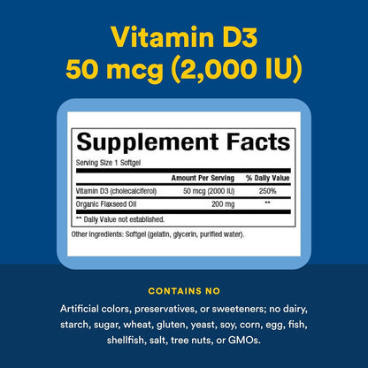 Natural Factors Vitamin D3 2000 IU, 240 Soft Gels