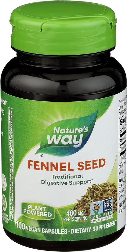 Nature's Way Fennel Seed, 480 mg per Serving, 100 Capsules