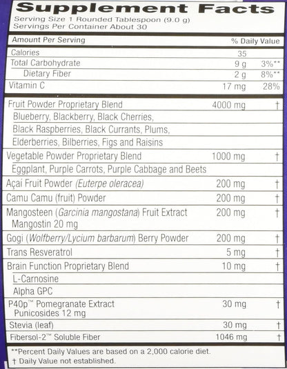 Purity Products Perfect Purples Powder - Phytonutrient Rich Healthy Ageing Supplement with P40p Pomegranate Extract - 30 Day Supply