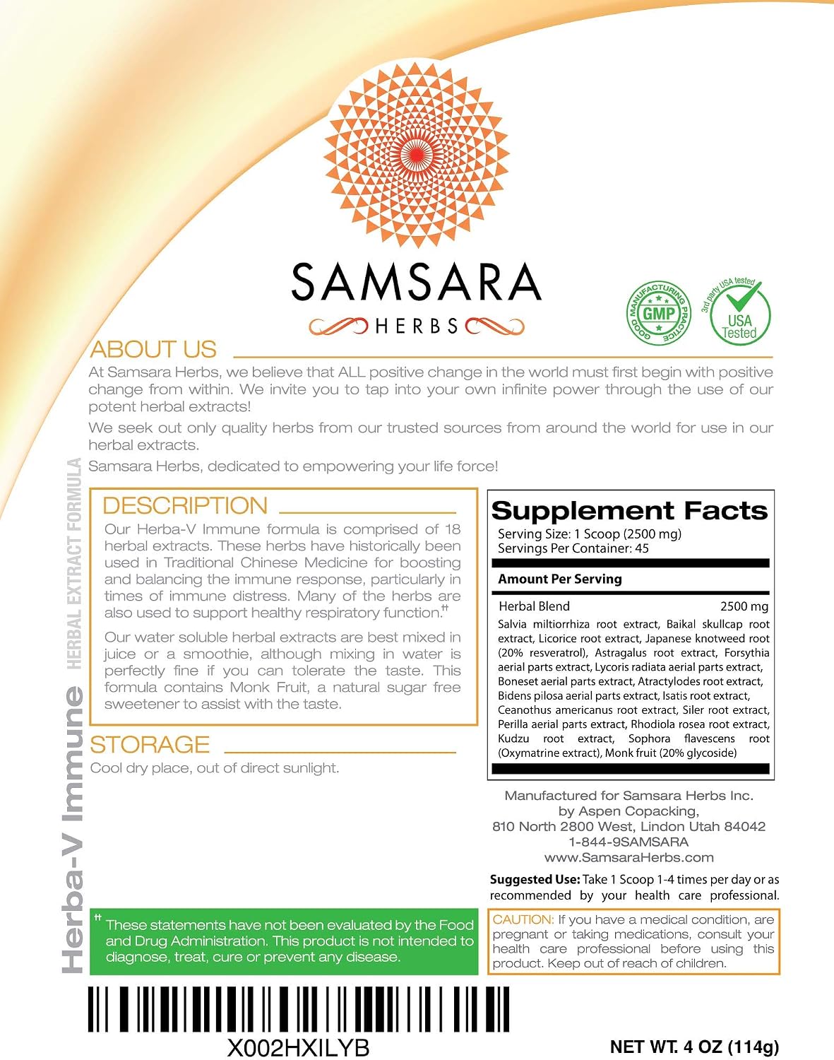 Samsara Herbs Herba-V Immune (114g) - Herbal Support Formula with 18 Powerful Herbal Extracts - görsel 2