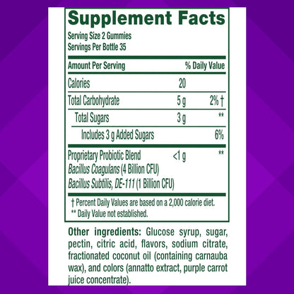 Vitafusion Probiotic Gummy Supplements, Raspberry, Peach and Mango, 70 Count