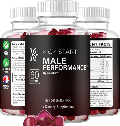 Kickstart Gummies for Men - Premium Advanced Formula, 180 Gummies (3-Month Supply)