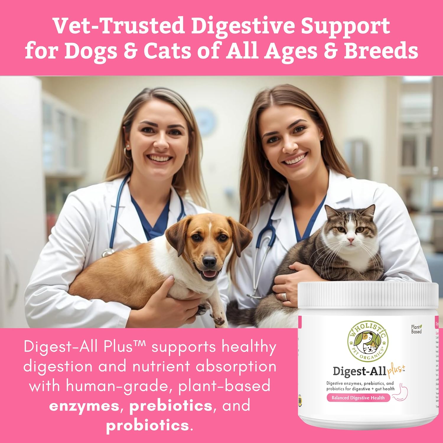 Wholistic Pet Organics Daily Probiotics for Dogs & Cats - Digestive Health Support with Prebiotics & Enzymes - 113 g Powder - görsel 2
