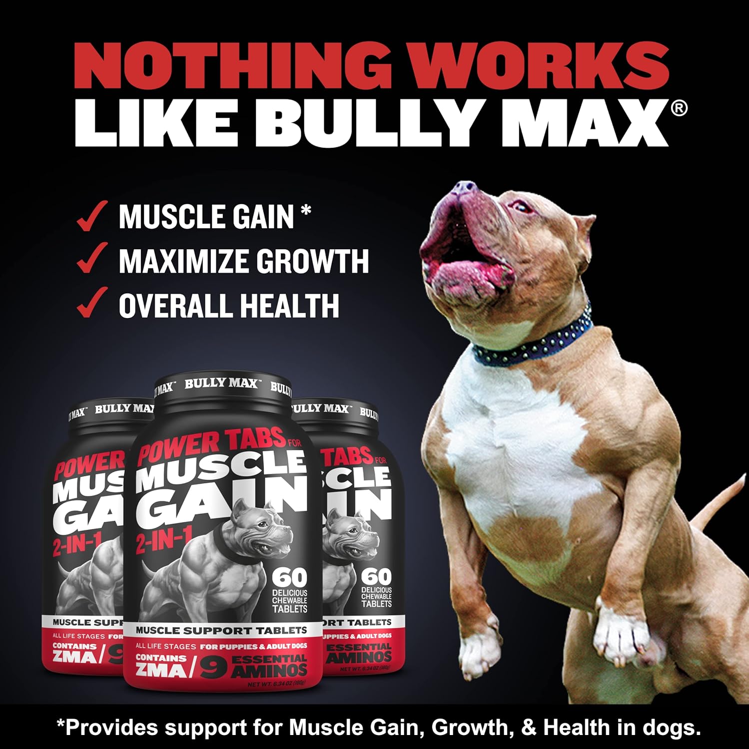 Bully Max 2-in-1 Muscle Builder & Multivitamin for Dogs, 30 Chewable Tablets - görsel 2