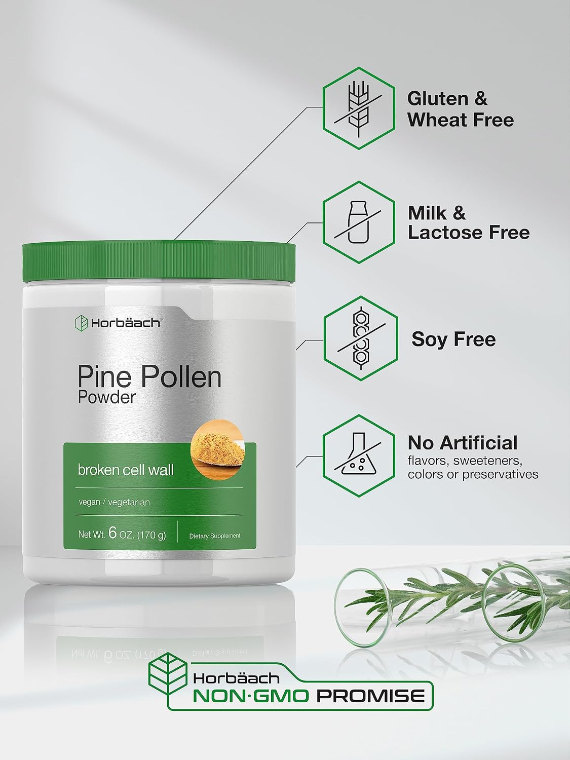 Horbäach Pine Pollen Powder - Cracked Cell Wall, 6 oz (170 g) - görsel 4