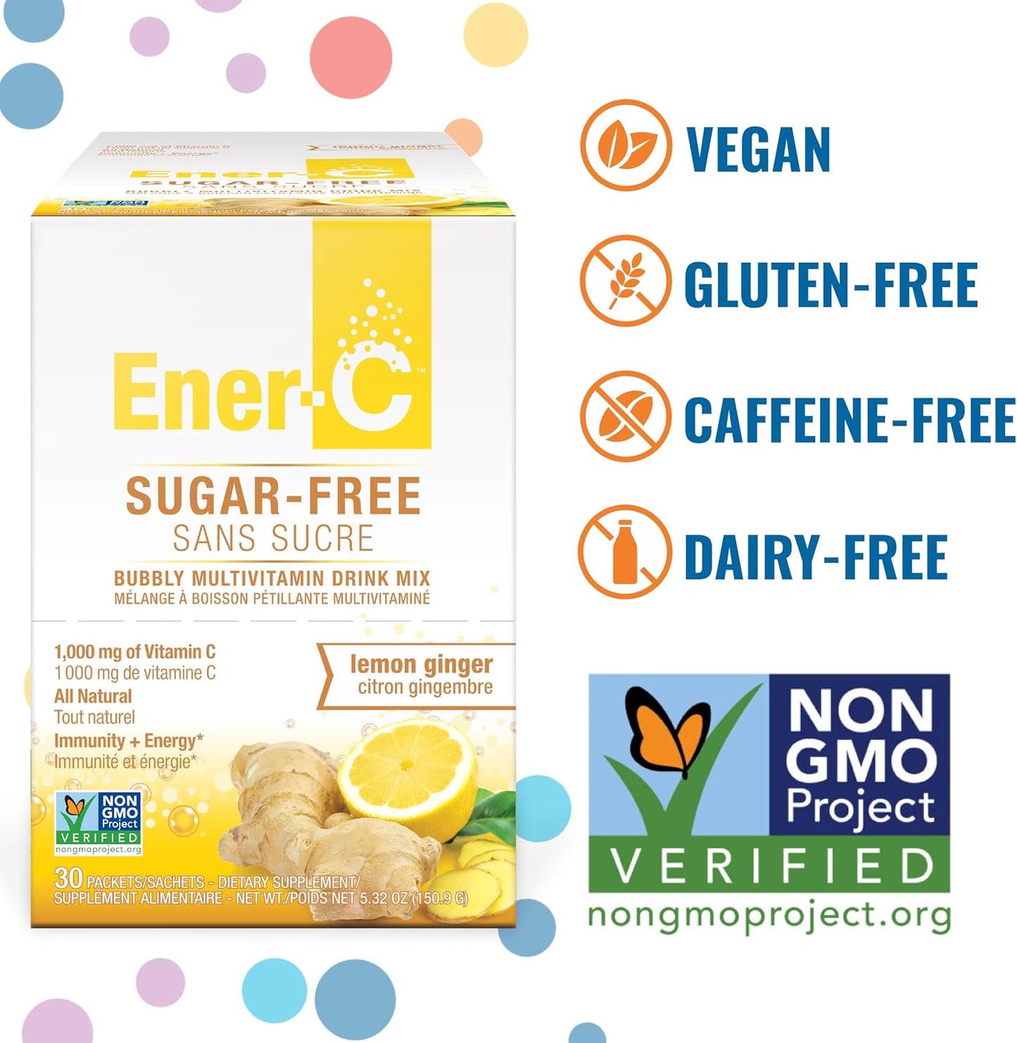 Ener-C Sugar Free Multivitamin Drink Mix, Lemon Ginger, 30 Packets - görsel 2