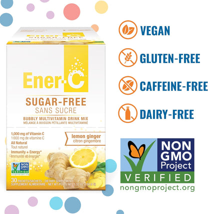 Ener-C Sugar Free Multivitamin Drink Mix, Lemon Ginger, 30 Packets