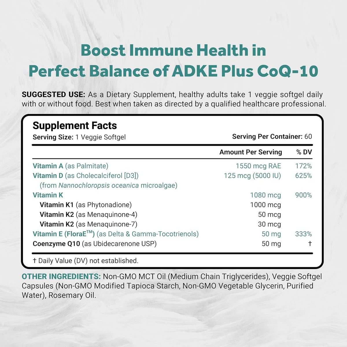 Naturalis Vegan Vitamin ADK with 50mg Tocotrienol and CoQ-10 | Nano-emulsified in EVOO | Non-GMO, Soya-Free & Vegan Society Certified | 60 Vegan Soft gel capsules - görsel 2