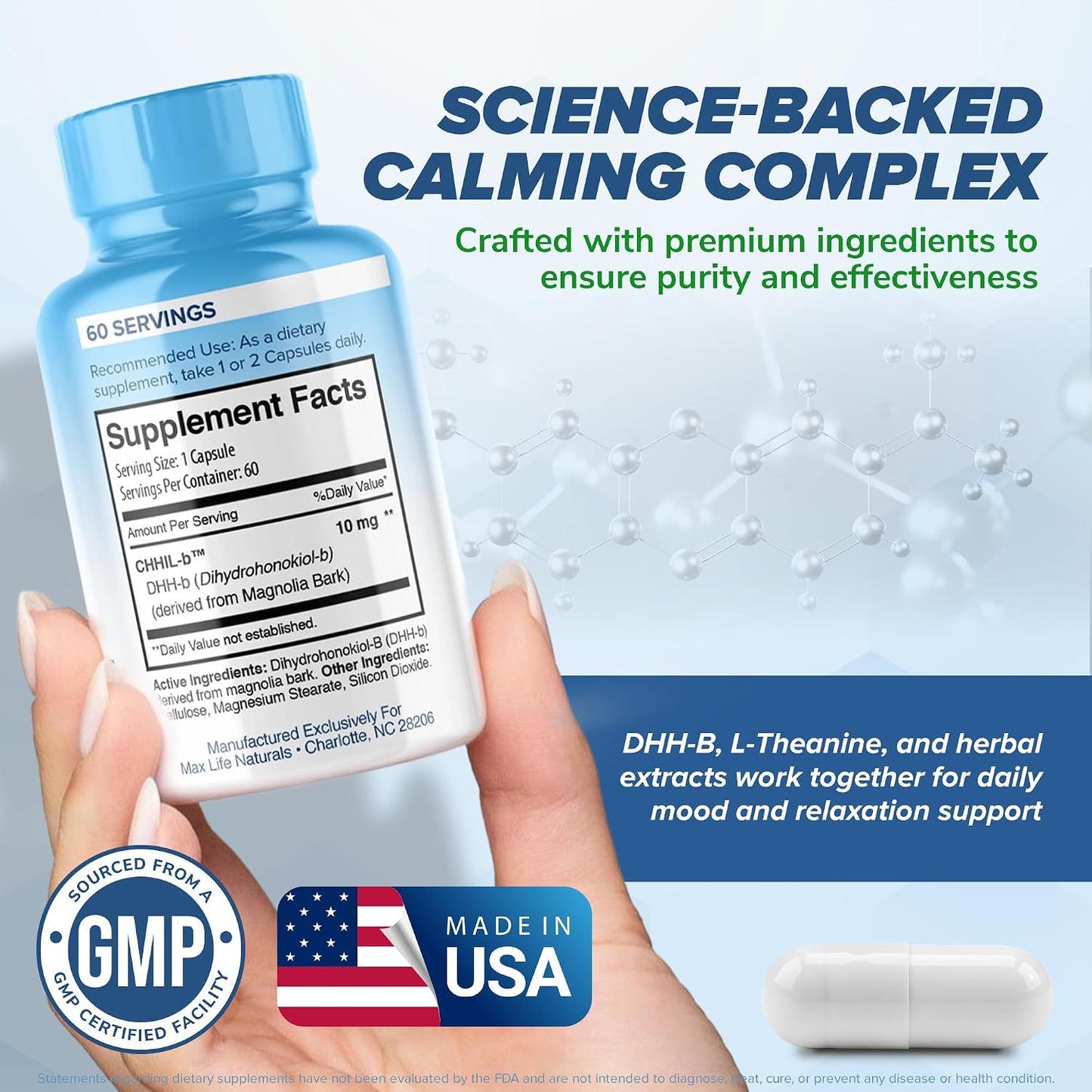 Chill Pill Happy Pills - Mood Support with Magnolia Bark & DHH-B, 60 Capsules - görsel 5