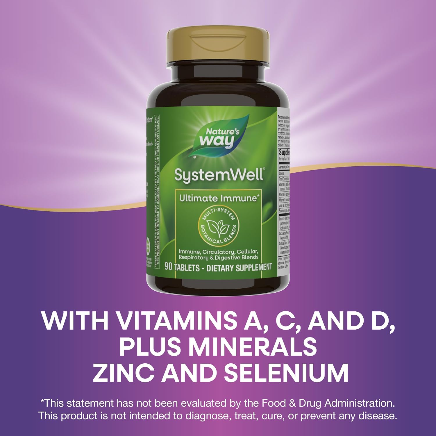 Nature's Way SystemWell Ultimate Immune - Multi-System Immune Support with Vitamins C, A, D, Zinc & Selenium, 90 Tablets - görsel 4