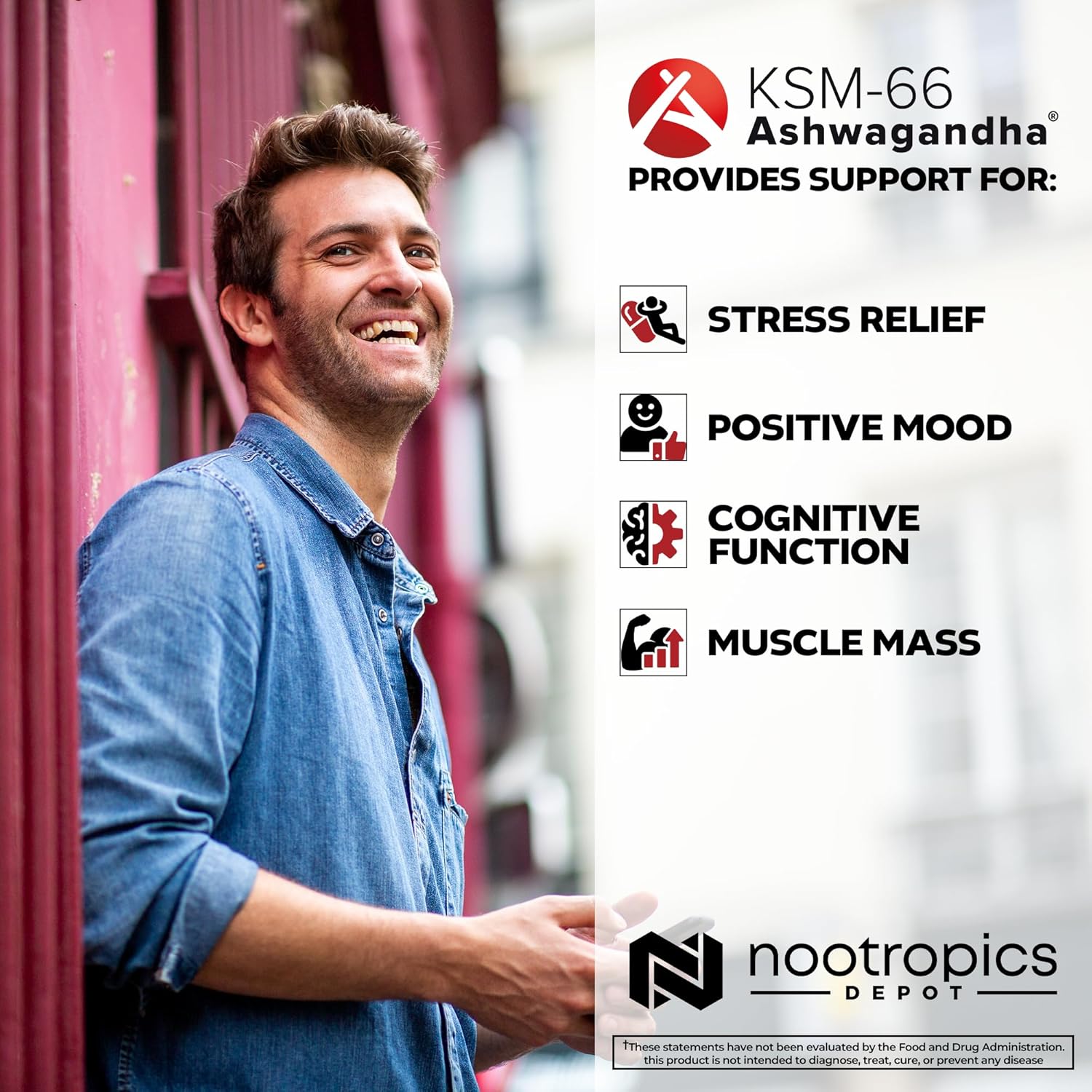 Nootropics Depot KSM-66 Ashwagandha Capsules - 300mg, 90 Count, Adaptogen for Stress Relief* - görsel 4